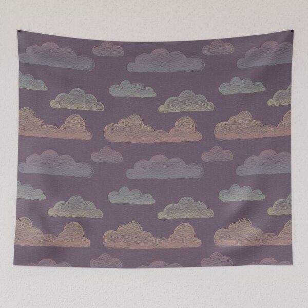 Item preview, Dreamtime Clouds Watercolor Pattern - Fig + Rainbow Sunset designed and sold by Irene Estelle.