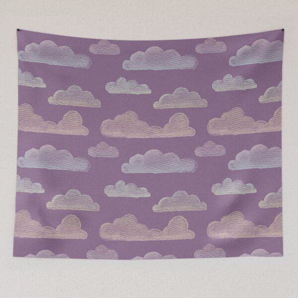 Item preview, Dreamtime Clouds Watercolor Pattern - Plum + Rainbow Sorbet designed and sold by Irene Estelle.