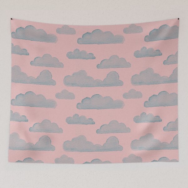 Item preview, Dreamtime Clouds Watercolor Pattern - Rose + Peacock designed and sold by Irene Estelle.