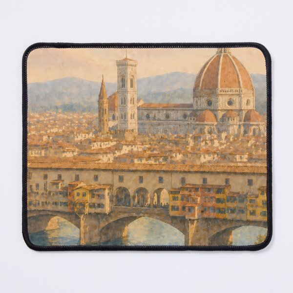 Item preview, Florence Italy Watercolor Poster, Duomo Cathedral and Ponte Vecchio Art, Tuscany Travel Wall Art, Vintage Aesthetic Print designed and sold by Art-Selling.