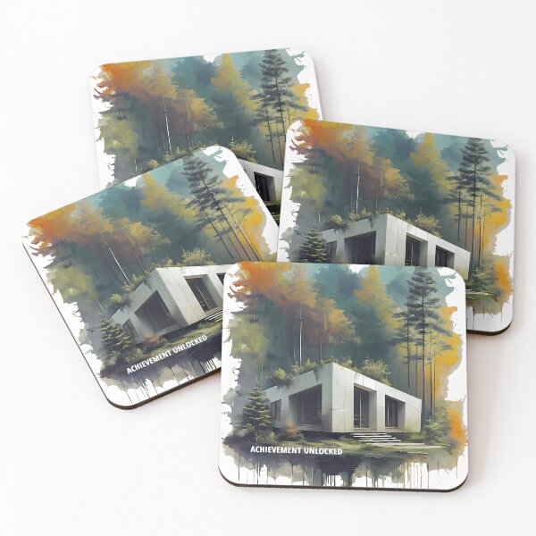 Item preview, Achievement Unlocked - Modern Forest Villa Sketch designed and sold by Modern Nest Art.