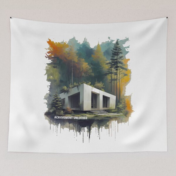 Item preview, Achievement Unlocked - Modern Forest Villa Sketch designed and sold by Modern Nest Art.