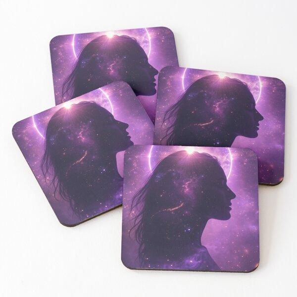 Item preview, Cosmic Woman Silhouette in Purple Galaxy | Spiritual Aura Art | Mystical Universe Aesthetic designed and sold by MysticPurpleHue.