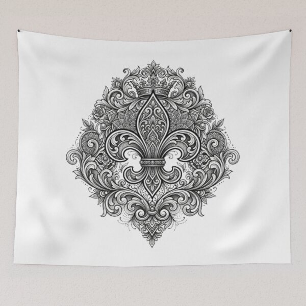Item preview, Fleur de lis tattoo Intricate Ornate Blackwork Body Art designed and sold by ProjectNoah.