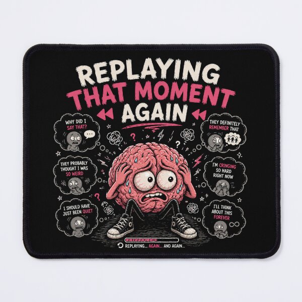 Item preview, Replaying That Moment Again Funny Overthinking Brain Meme Design designed and sold by MotylekAnia.