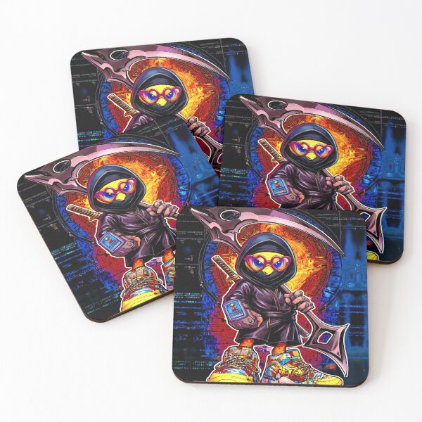 Item preview,  Ninja Warrior Chicken with Swords | Neon Samurai Street Art designed and sold by Cyber-ART-Studio.