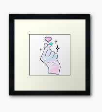 Pastel Kpop Hand Heart Sign Framed Print