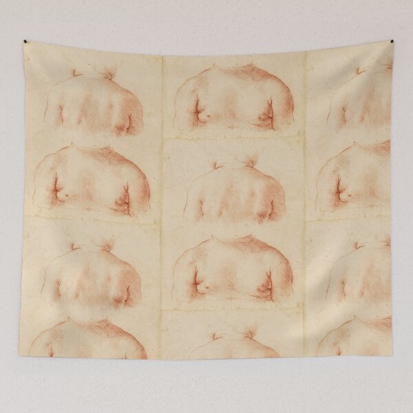 Item preview, Bust of a Child From Front and Back by Leonardo da Vinci Sanguine Renaissance Drawing Print designed and sold by artofuniverse.