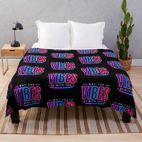 Item preview, May The Vibes Be With You Neon Aesthetic Typography Design designed and sold by astersgraphics.