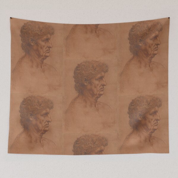 Item preview, Bust of a Man by Leonardo da Vinci Renaissance Portrait Drawing Print designed and sold by artofuniverse.