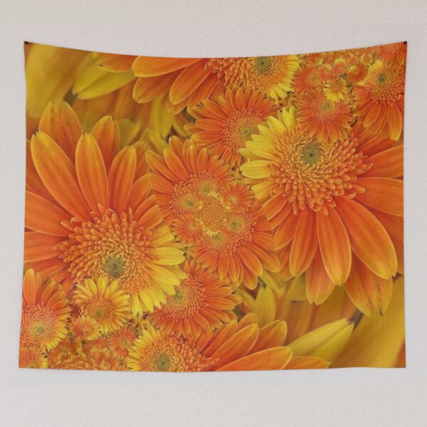 Item preview, Fractal Bloom Symphony – Abstract Mums in Orange & Yellow  designed and sold by Photo Decor Company LLC.