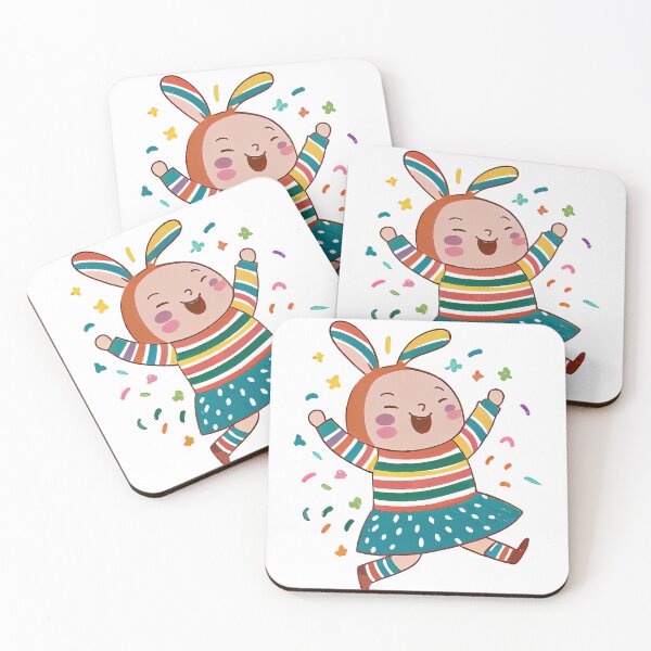 Item preview, Cheerful rabbit girl. Cute cartoon bunny on a white background designed and sold by ArtEventET.