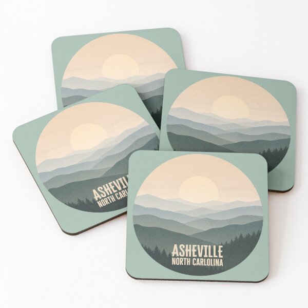 Item preview, Asheville North Carolina Mountain Landscape | Blue Ridge Mountains Minimal Travel Art Sunset Design designed and sold by SimplyJasper.