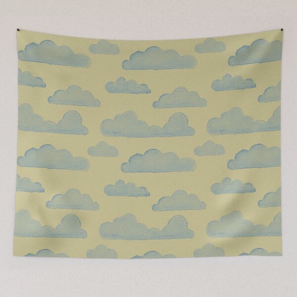 Item preview, Dreamtime Clouds Watercolor Pattern - Gold + Peacock designed and sold by Irene Estelle.