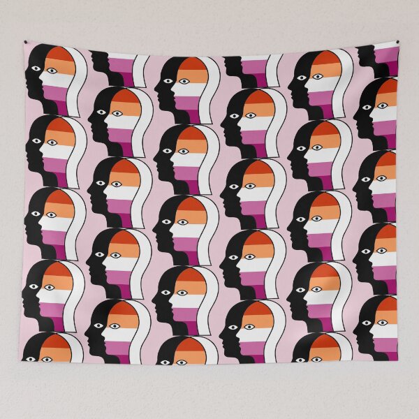 Item preview, Abstract Overlapping Faces - Lesbian Pride Flag Identity Art designed and sold by Cannaxes Studio.