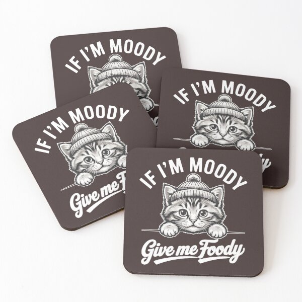 Item preview, If I’m Moody Give Me Foody Cute Cat Design Funny Food Lover Kitten Illustration designed and sold by RealCuties.