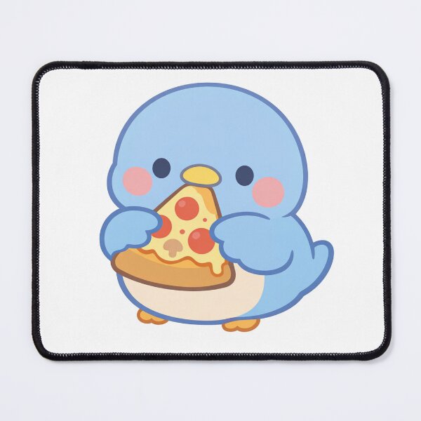 Item preview, Cute Blue Penguin Bird Holding a Slice of Pizza Kawaii Chibi Funny Food designed and sold by Owcomm.