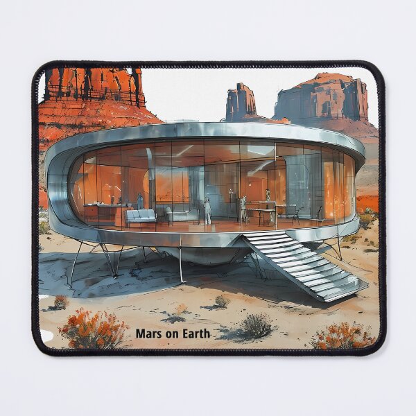Item preview, Mars On Earth - Futuristic Desert Villa Sketch designed and sold by Modern Nest Art.