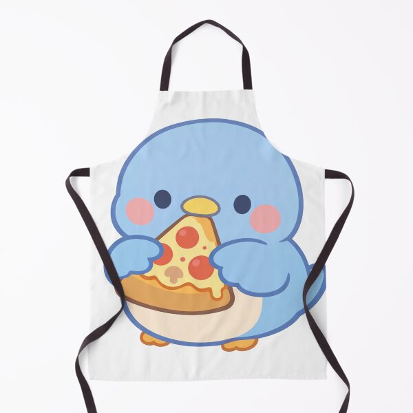 Item preview, Cute Blue Penguin Bird Holding a Slice of Pizza Kawaii Chibi Funny Food designed and sold by Owcomm.