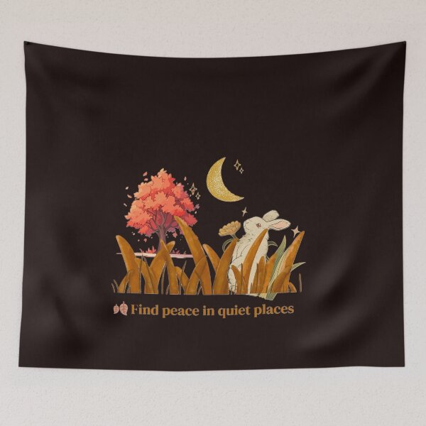Item preview, Find Peace In Quiet Places Cottagecore Bunny Aesthetic Design designed and sold by CreativePallavi.