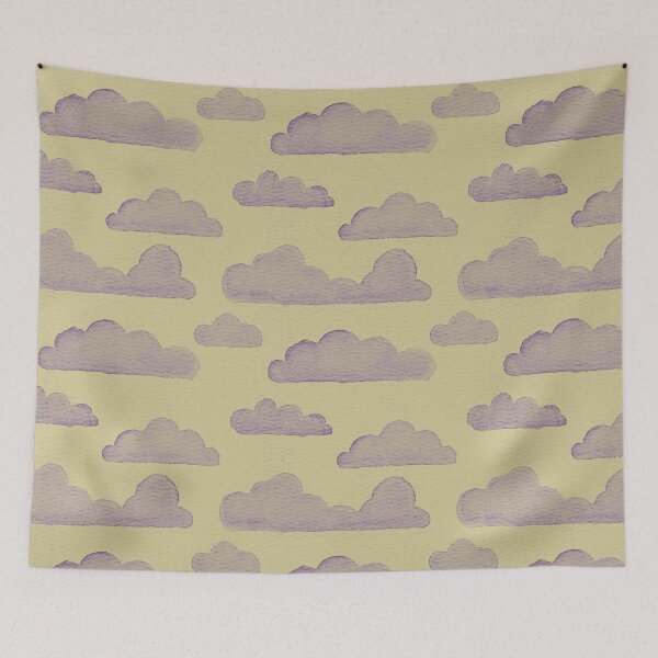 Item preview, Dreamtime Clouds Watercolor Pattern - Gold + Plum designed and sold by Irene Estelle.