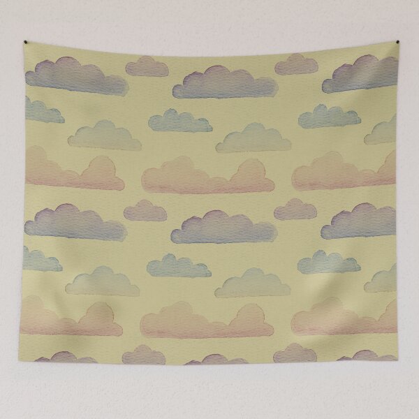 Item preview, Dreamtime Clouds Watercolor Pattern - Gold + Rainbow Sunset designed and sold by Irene Estelle.