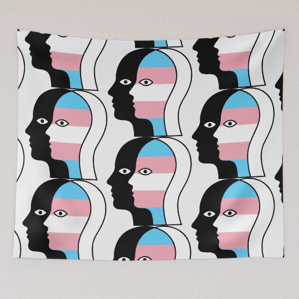 Item preview, Abstract Overlapping Faces - Trans Pride Flag Line Art Illustration designed and sold by Cannaxes Studio.