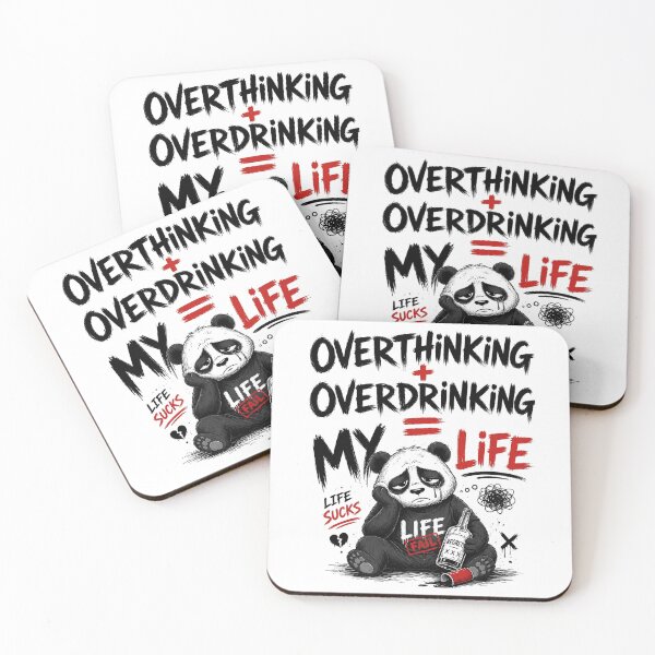 Item preview, Overthinking Overdrinking My Life Panda | Life Sucks Sad Panda Funny Dark Humor T-Shirt Design designed and sold by LineLoo.