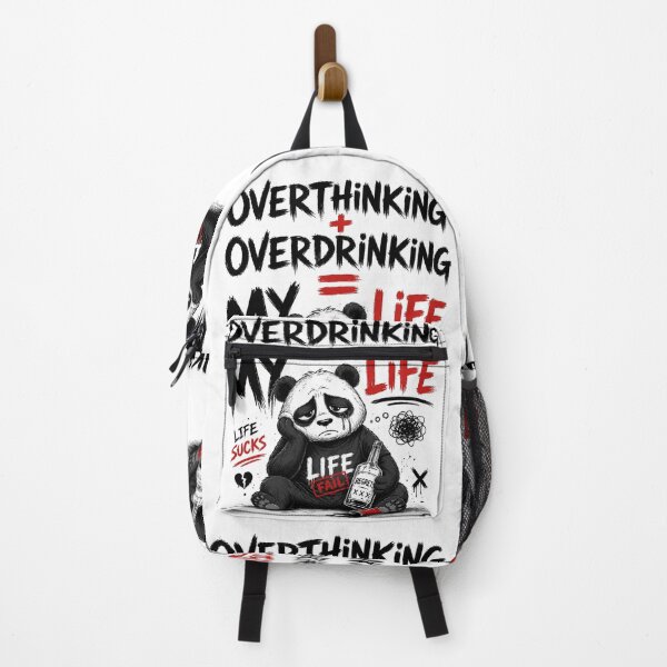 Item preview, Overthinking Overdrinking My Life Panda | Life Sucks Sad Panda Funny Dark Humor T-Shirt Design designed and sold by LineLoo.