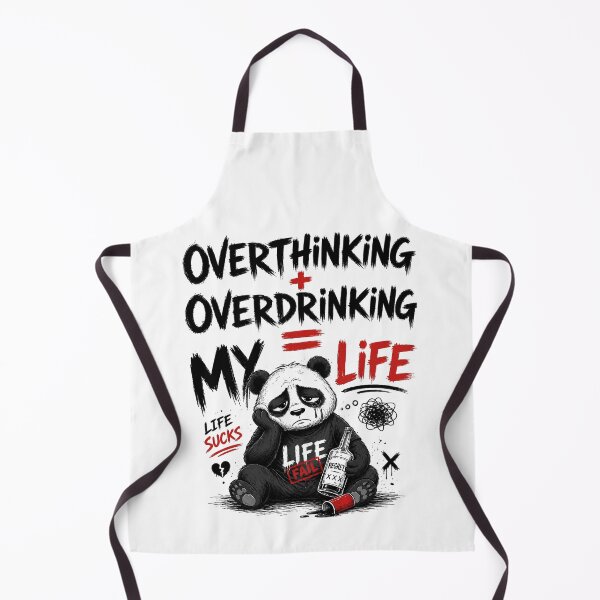Item preview, Overthinking Overdrinking My Life Panda | Life Sucks Sad Panda Funny Dark Humor T-Shirt Design designed and sold by LineLoo.