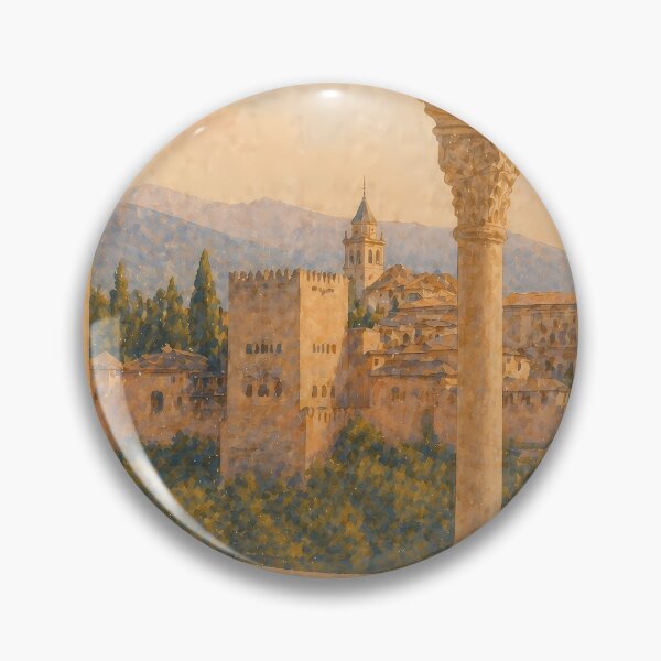 Item preview, Alhambra Granada Watercolor Poster, Moorish Architecture Art, Spain Palace View, Andalusia Travel Wall Art, Vintage Print designed and sold by Art-Selling.