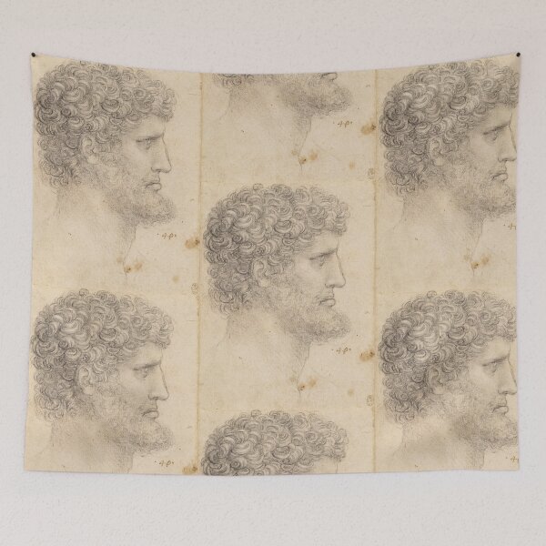 Item preview, The Head of a Bearded Man by Leonardo da Vinci Renaissance Portrait Drawing Print designed and sold by artofuniverse.