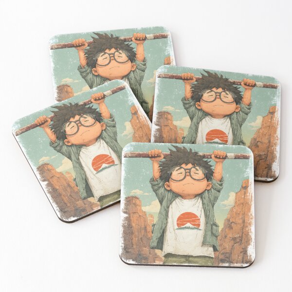 Item preview, Never Give Up — Chibi Anime Pull-Up Boy designed and sold by Mrokar.
