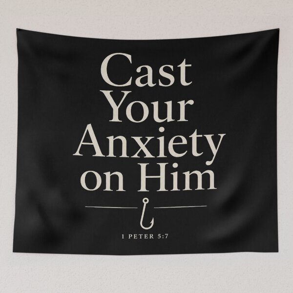 Item preview, Cast Your Anxiety on Him - Vintage Retro Christian Nautical Fisherman  designed and sold by Blood Washed Apparel.