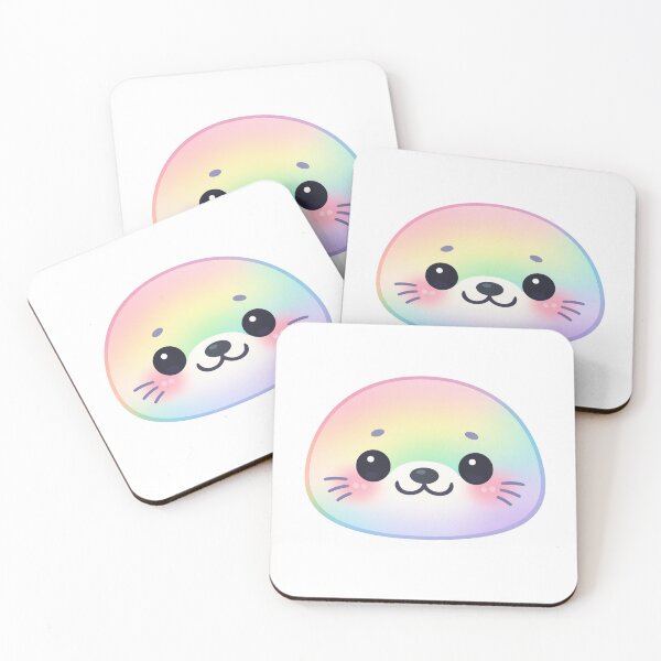 Item preview, Cute Rainbow Pastel Seal Pup Face Kawaii Chubby Baby Seal designed and sold by Owcomm.