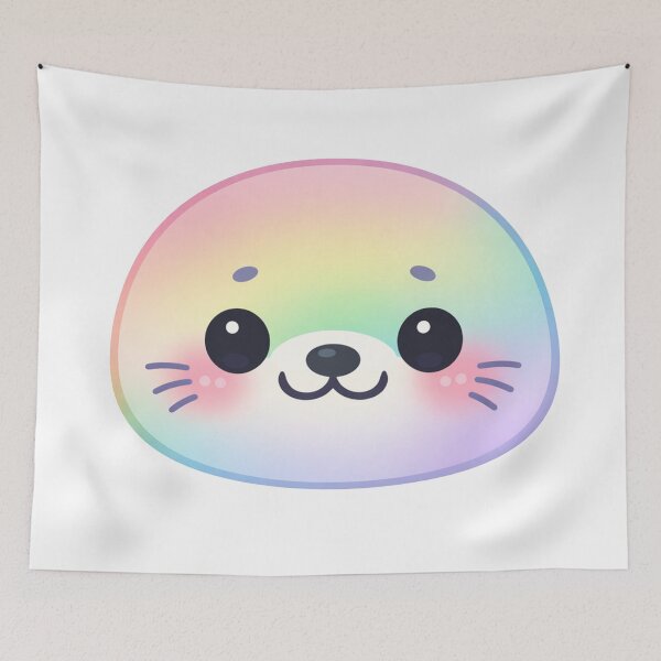 Item preview, Cute Rainbow Pastel Seal Pup Face Kawaii Chubby Baby Seal designed and sold by Owcomm.
