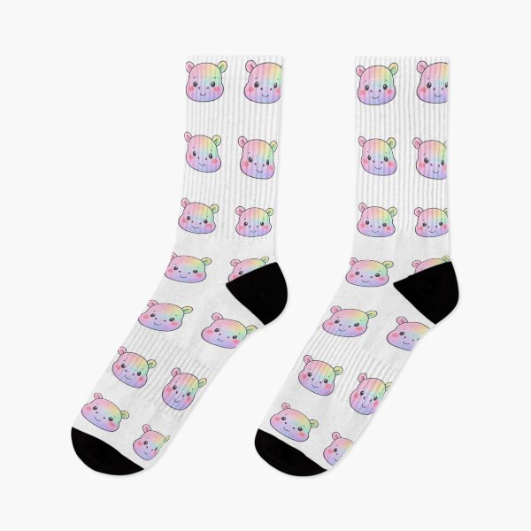 Item preview, Rainbow Pastel Kawaii Hippo Face Cute Chibi Animal Head designed and sold by Owcomm.