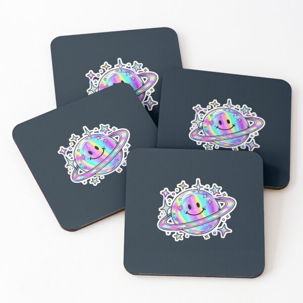 Item preview, Holographic Cute Planet Sticker – Kawaii Retro Space Aesthetic Smiley Design designed and sold by Digital_products_0111.