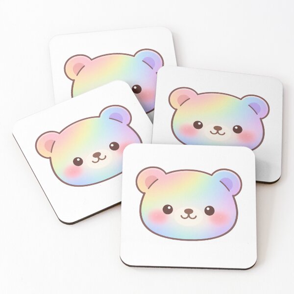 Item preview, Cute Rainbow Pastel Kawaii Bear Face Illustration designed and sold by Owcomm.