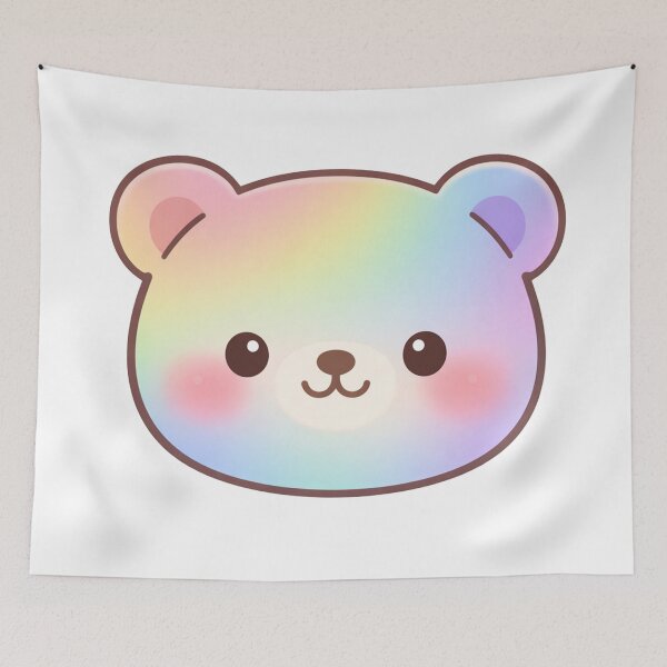 Artikelvorschau, Niedliche Regenbogen-Pastell-Kawaii-Bärengesicht-Illustration entworfen und verkauft von Owcomm.