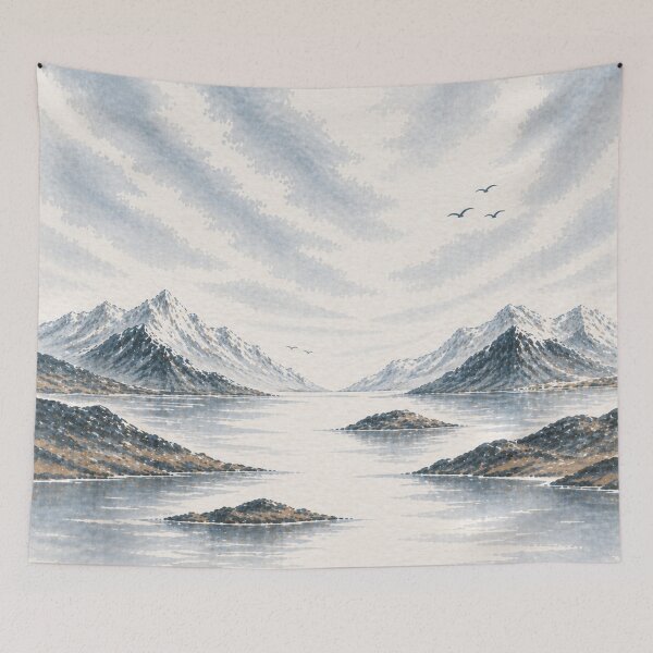 Item preview, Svalbard Inspired Coastal Design – Minimal Arctic Landscape in Soft Blue & Neutral Tones designed and sold by TheSlowShore.