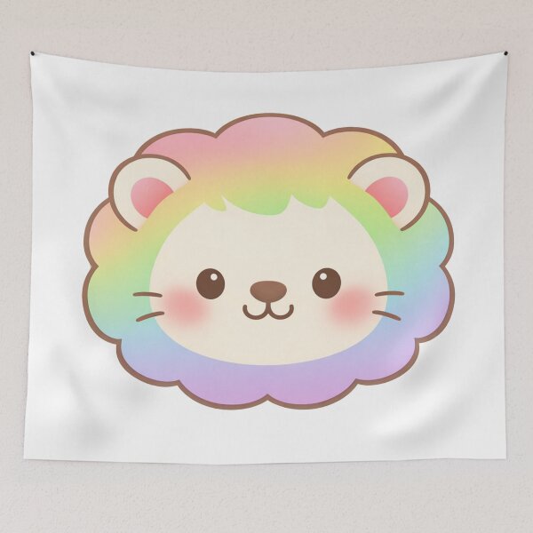 Item preview, Cute Pastel Rainbow Kawaii Lion Face designed and sold by Owcomm.