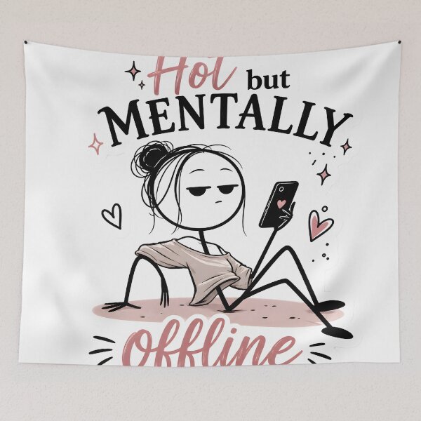 Item preview, Hot But Mentally Offline Stickman Introvert Aesthetic Funny Attractive Minimalist Personality designed and sold by StickyGuys.