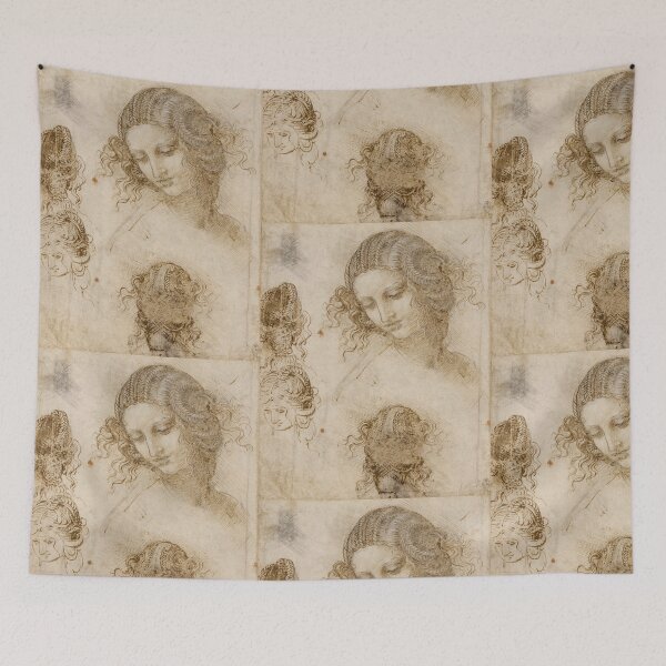 Item preview, The Head of Leda by Leonardo da Vinci High Renaissance Drawing Print designed and sold by artofuniverse.