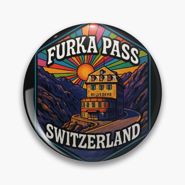 Item preview, Furka Pass Switzerland Belvedere Hotel Retro Trippy Travel designed and sold by TomFrontierArt.