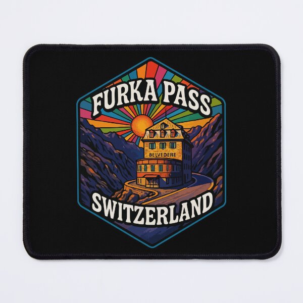 Item preview, Furka Pass Switzerland Belvedere Hotel Retro Trippy Travel designed and sold by TomFrontierArt.
