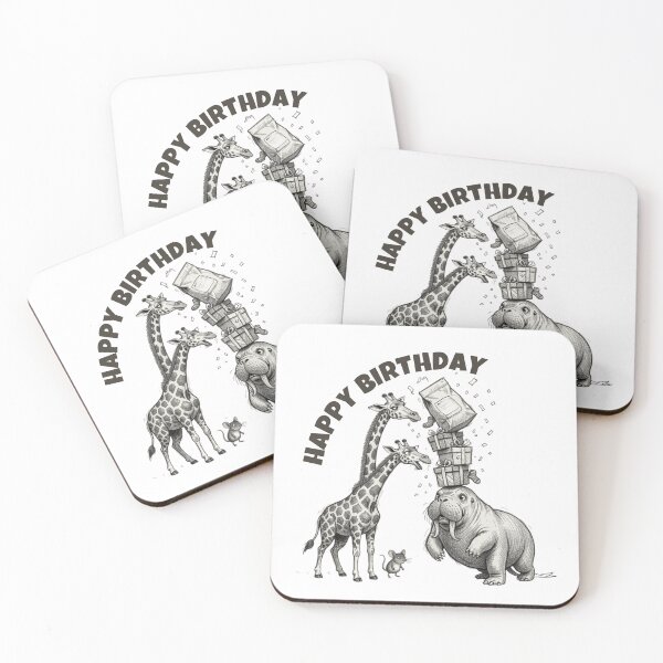 Item preview, Quirky Animal Birthday Party - Giraffe and Walrus designed and sold by ByAnad.
