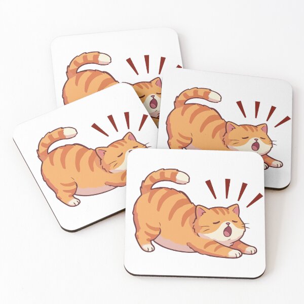 Artikelvorschau, Niedliche, sich streckende Katze im Kawaii-Stil | Lässige Katzenästhetik, lustiges Kätzchen entworfen und verkauft von Pandey14.
