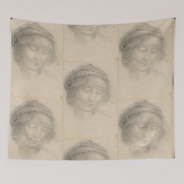 Item preview, The Head of Saint Anne by Leonardo da Vinci High Renaissance Portrait Drawing Print designed and sold by artofuniverse.