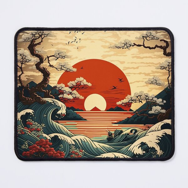 Item preview, waves beneath the crimson sun designed and sold by PRINTATSTUDIO.